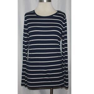 A New Day Blue and White Striped Knit Stretch Long Sleeve Top Size XL